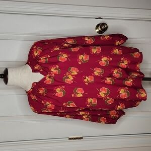 Tucker for Target Maroon Floral Blouse Size S